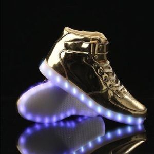 Light Up Gold Sneakers LED Rechargeable Little Kid Size 13